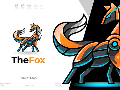 robotic, mecha, futuristic, fox logo style design by Aksa Inov ...