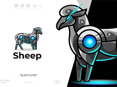 robotic, mecha, futuristic, Sheep logo style design Illustration animal animal art animal illustration branding cyber design farm futuristic graphic design illustration logo mecha robotic sheep ui