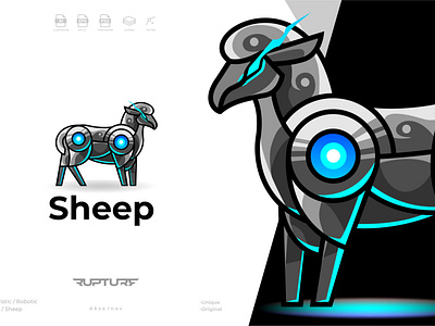 robotic, mecha, futuristic, Sheep logo style design Illustration