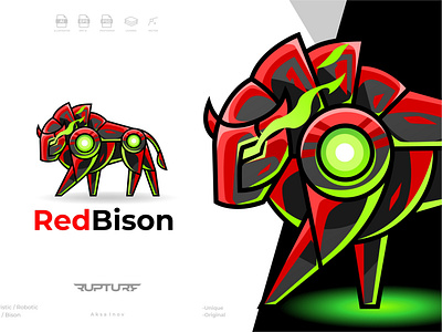 robotic, mecha, futuristic, Bison logo style design illustration