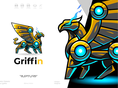 robotic, mecha, futuristic, griffin logo style design