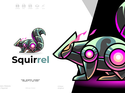 unique robotic, mecha, futuristic, Squirrel logo style design