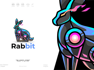 unique robotic, mecha, futuristic, Rabbit logo style design animal animal art animal illustration branding cute cyber design futuristic graphic design illustration logo mecha robotic