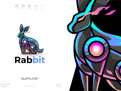 unique robotic, mecha, futuristic, Rabbit logo style design