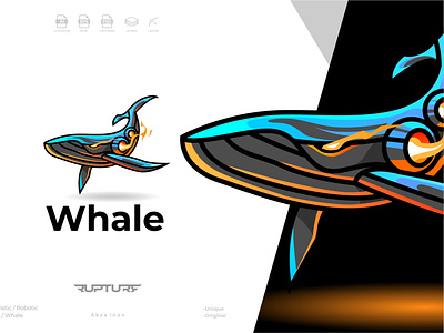 unique robotic, mecha, futuristic, Whale logo style design