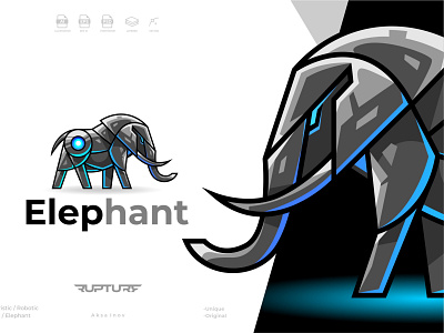 unique robotic, mecha, futuristic, Elephant logo style design