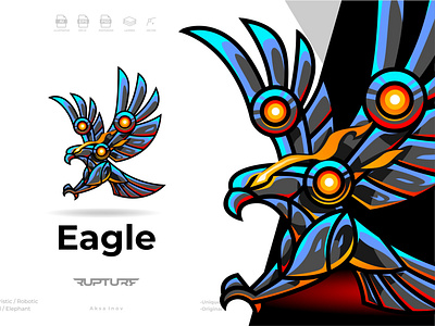 unique robotic, mecha, futuristic, Eagle logo style design animal animal art animal illustration cyber design futuristic illustration logo robotic wing