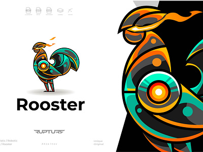 unique robotic, mecha, futuristic, Rooster logo style design animal animal art animal illustration cyber design futuristic illustration logo robotic symbol