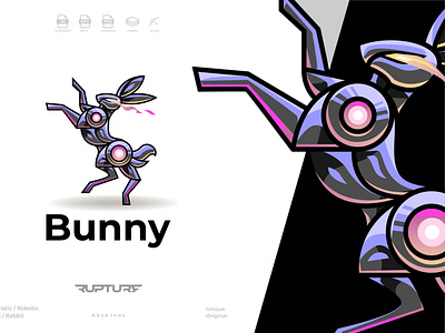 robotic rabbit logo 3d animal animal art animal illustration animation branding bunny cyber design futuristic graphic design illustration logo motion graphics rabbit robotic ui