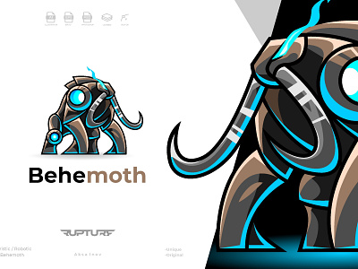 robotic behemoth logo 3d animal animal art animal illustration animation behemoth branding cyber design futuristic graphic design illustration kaiju kaijus legend logo motion graphics mythical robotic ui