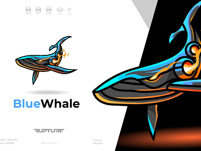 robotic whale logo animal animal art animal illustration branding cyber design fish futuristic graphic design illustration logo mammal ocean orca robotic sea ui whale