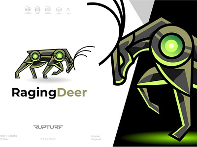 robotic raging deer logo animal animal art animal illustration antler branding cyber deer design elk envato futuristic graphic design horn illustration logo raging robotic