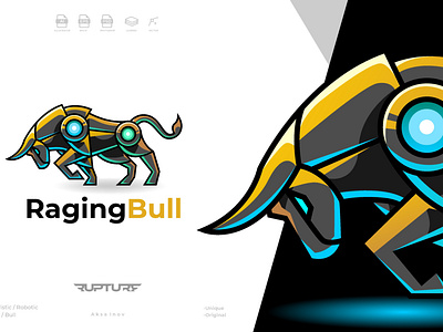 robotic raging bull logo 3d animal animal art animal illustration animation branding bull bulls charging cyber design futuristic graphic design illustration logo motion graphics rage raging robotic ui