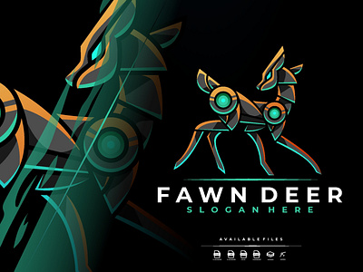 Mecha Robotic Fawn Logo Design