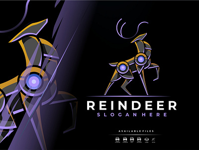 Mecha Robotic Reindeer Logo Design 3d animal animal art animal illustration animation branding cyber deer design elk futuristic graphic design illustration logo motion graphics reindeer robotic ui