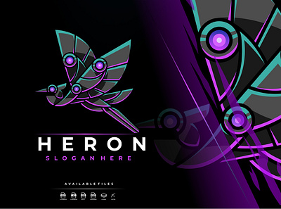 Mecha Robotic Heron Logo Design 3d animal animal art animal illustration animation bird birds branding cyber design futuristic graphic design heron heron logo illustration logo motion graphics robotic ui