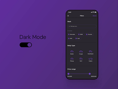 Cambiauto - Dark Mode animation dark dark app dark light dark mode dark theme dark ui design feed light mode light theme logo product design ui