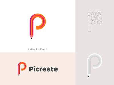 Pencil Letter Logo abastact brand design brand identity branding logo logo logo design modern logo