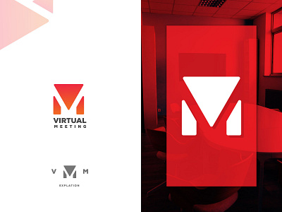 Virtual Meeting Modern Letter V and M Logo