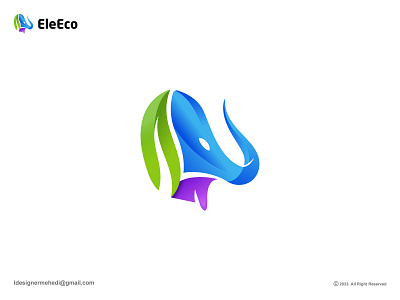 EleEco Modern logo | Elephant and Leaf animal illustration animal logo brand design brand identity branding logo creative logo designer elephant leaf logo logo logo design logo designer logo trend logo2023 logomaker modern animal logo modern elephant logo modern leaf logo modern logo modern work professional logo