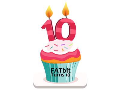 FATbit Celebrates 10 Delicious Years anniversary cake fatbit