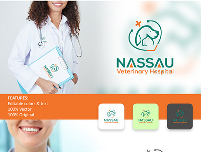 Nassau Veterinary Hospital Logo branding creative hospital logo creative logo design design hospital logo logo logo design logo design branding minimal minimal hospital logo minimal logo design minimal logos modern hospital logo pet hospital pet hospital logo