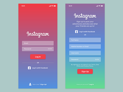 Daily UI : 001 : Instagram Sign Up