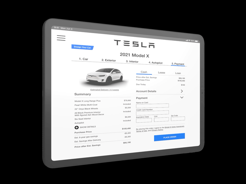 Daily UI : 002 : Tesla Checkout Page checkout dailyui 002 gif illustrator rotato tesla ui