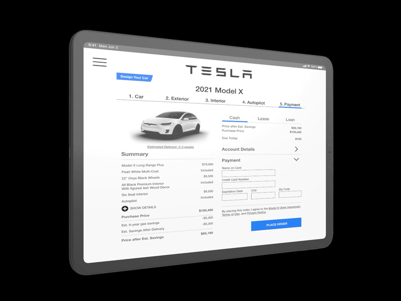 Daily UI : 002 : Tesla Checkout Page