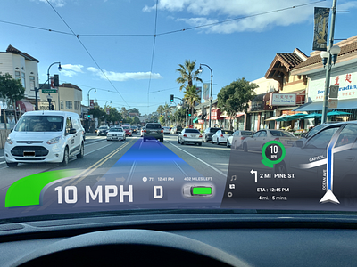 AR car windshield display augmented reality car dashboard ui design driving electric car map ui windshield