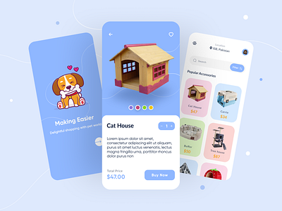 Pet Shop Mobile App clean concept creative design figma interface minimal mobile ui modern online shop pet shop simple ui uidesign ux visual design