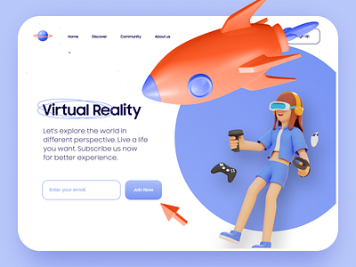 Virtual Reality Landing Page. concept creative design figma interface landingpage minimal modern uidesign virtualreality visual design webdesign