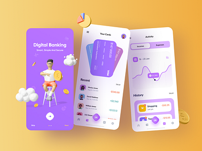 Online Banking Mobile App bank ui banking bankingapp concept creative design figma interface minimal mobile ui modern uidesign visual design