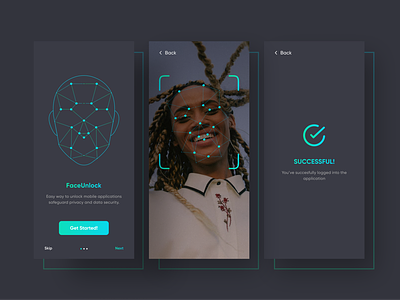 Face Unlock Mobile Application concept creative design face recognition face unlock app figma interface mobile app design mobile ui modern ui uidesign ux visual design