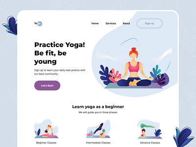 Yoga Training Web Landing Page concept creative design figma landing page design minimal modern ui uidesign ux yoga yoga training webpage