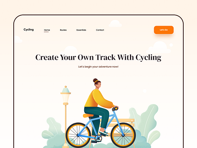 Cycling Website Landing Page 2d concept creative cycing cyclinglandingpage cyclingwebpage design figma illustration landingpage minimal modern ui uidesign ux webdesign website