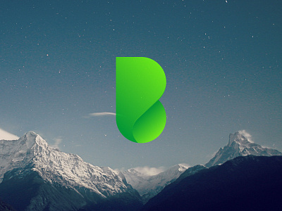 Logo B b green logo mountains