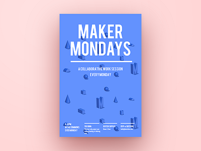 Maker Mondays isometric poster typography