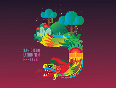 San Digeo Film Festival abstract art all the pretty colors aztec aztecs bardhart design dragon dragonfly illustration illustration art illustration design jungle jungle minds snake vector