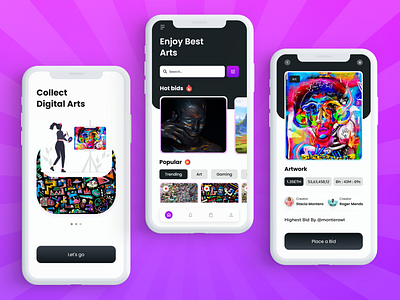 Mobile NFT Auction app apps arts artwork design ios ios app mobile app nft nft art online art ui uiux