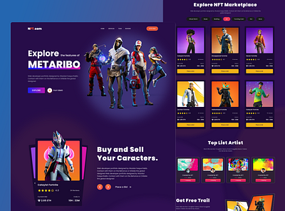 NFT Dark Theme Landing Page UI Design. block chain crypto currency design landing page nft nft landing page nft marketplace nft website ui web design website website design