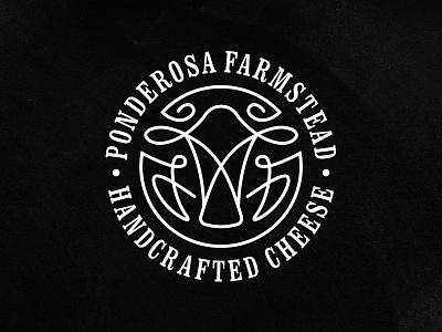 Ponderosa Farmstead Logo black cheese cow farm logo