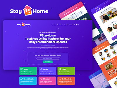 StayHome Website Design covid19 design entertainment logo stayathome stayhome staysafe ui ux web website