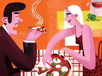 Napoli couple date food illustration italy naples napoli photoshop pizza restaurant travel illustration