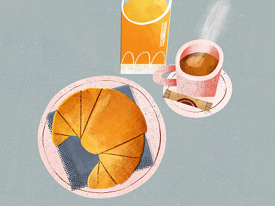 Breakfast breakfast coffee croissant digital art food art food illustration illustration orangejuice procreate art