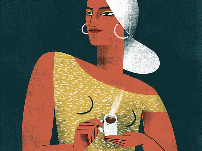 Lady with a Coffee chic coffee female feminine illustration portrait procreate textures woman