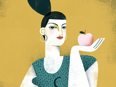 Lady with an Apple apple chic female feminine girl illustration portrait procreate woman