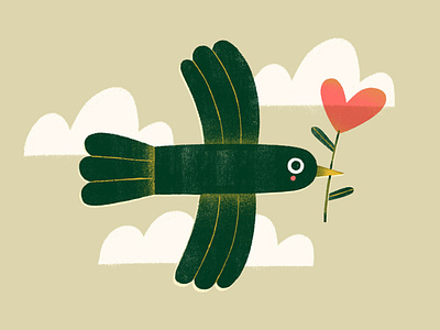 Love Bird bird digital art digitalart heart illustrated illustration love procreate valentines day