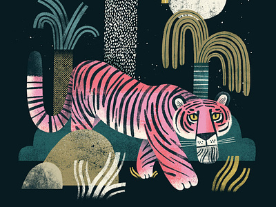 Midnight Tiger animal animal art colourful digital art digitalart illustration jungle illustration procreate tiger tropical illustration
