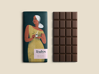 Thaleia / Milk chocolate with espresso chocolate bar chocolate illustration chocolate packaging food packaging illustration illustrated chocolates illustration packaging illustration packaging illustrator